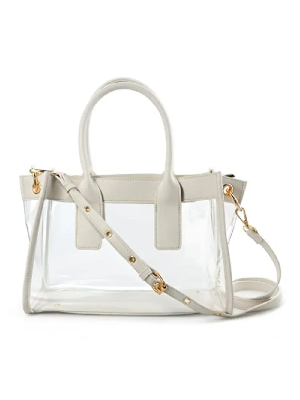 Clear PVC Satchel Handbag with Vegan Leather Trim Stadium Approved Purse
